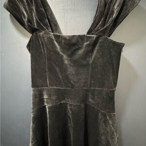 Express Black Velvet Fit & Flare Mini Dress - Size Medium